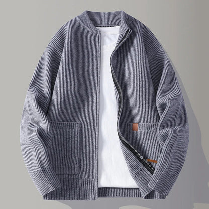 Inviting Textured Zip Front Jacket For Men | Alveron