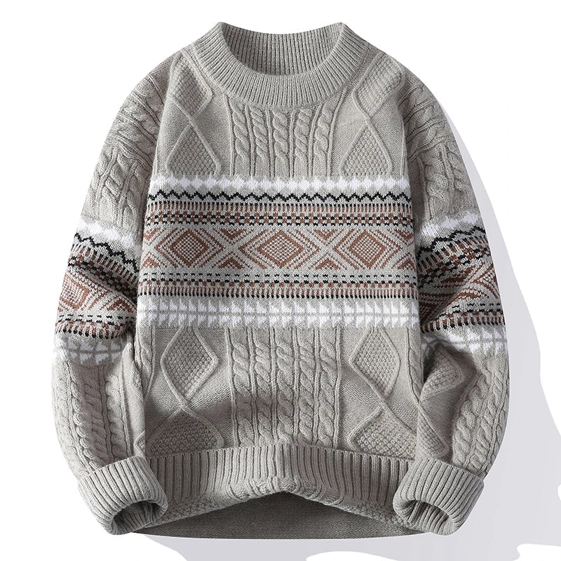 Onyx Nordic Pattern Crew Neck Sweater for Men | Soren
