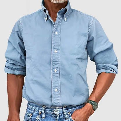 Woven Classic Long Sleeve Button Shirt For Men | Mark