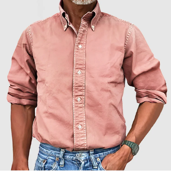 Woven Classic Long Sleeve Button Shirt For Men | Mark