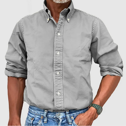 Woven Classic Long Sleeve Button Shirt For Men | Mark