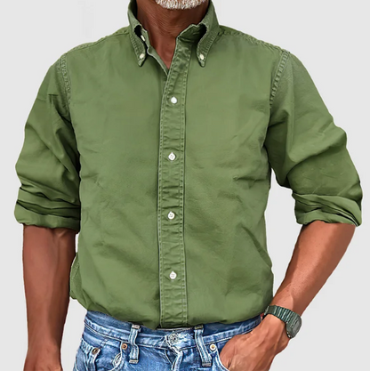 Woven Classic Long Sleeve Button Shirt For Men | Mark