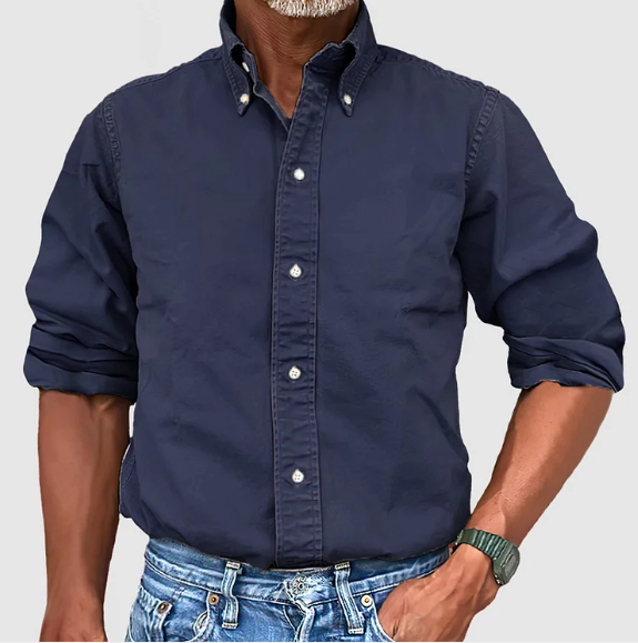 Woven Classic Long Sleeve Button Shirt For Men | Mark