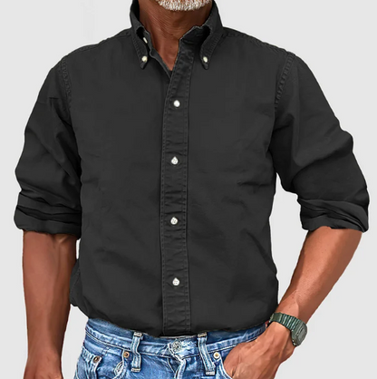 Woven Classic Long Sleeve Button Shirt For Men | Mark