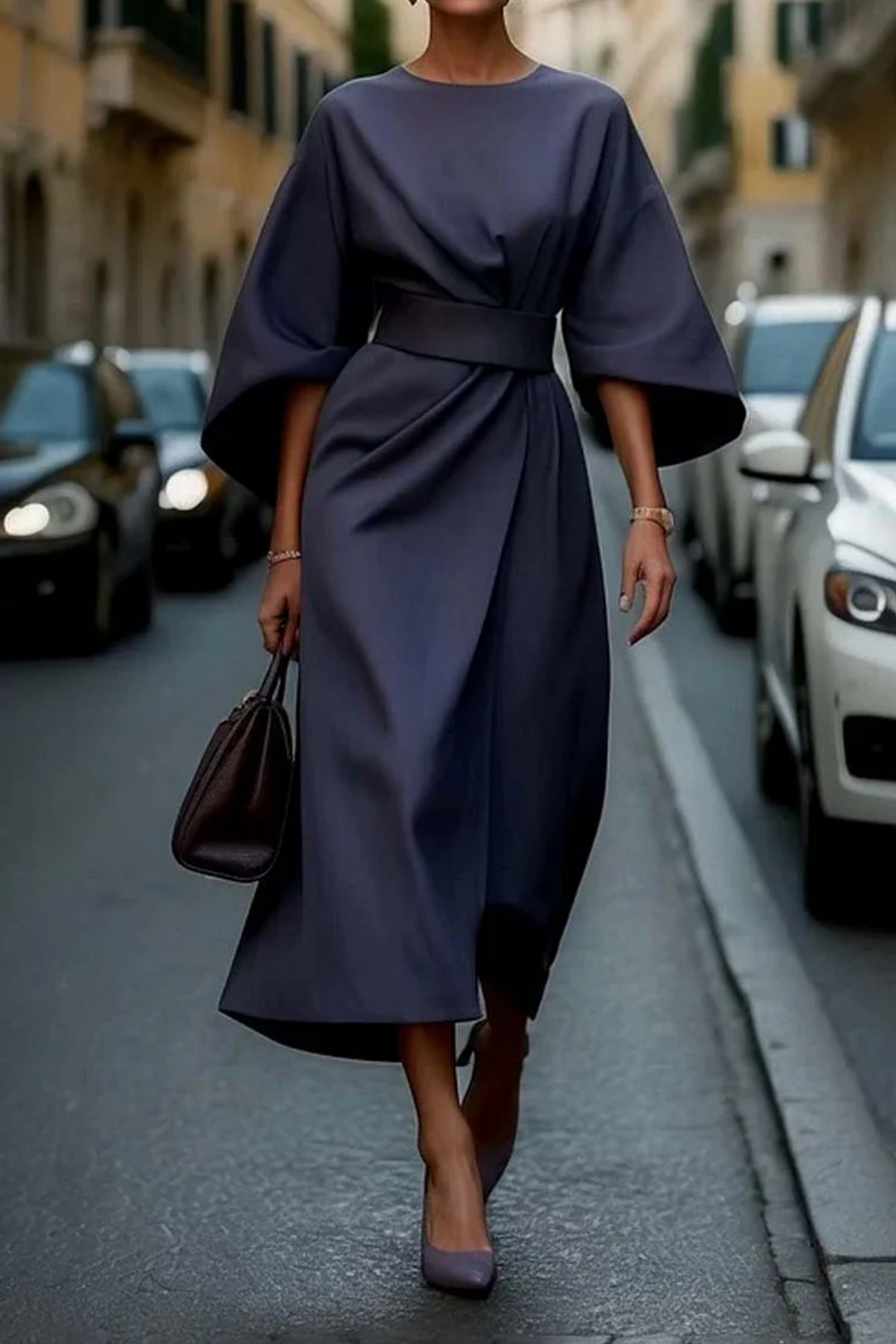 Sparkling Belted maxi evening dress for women | Louise