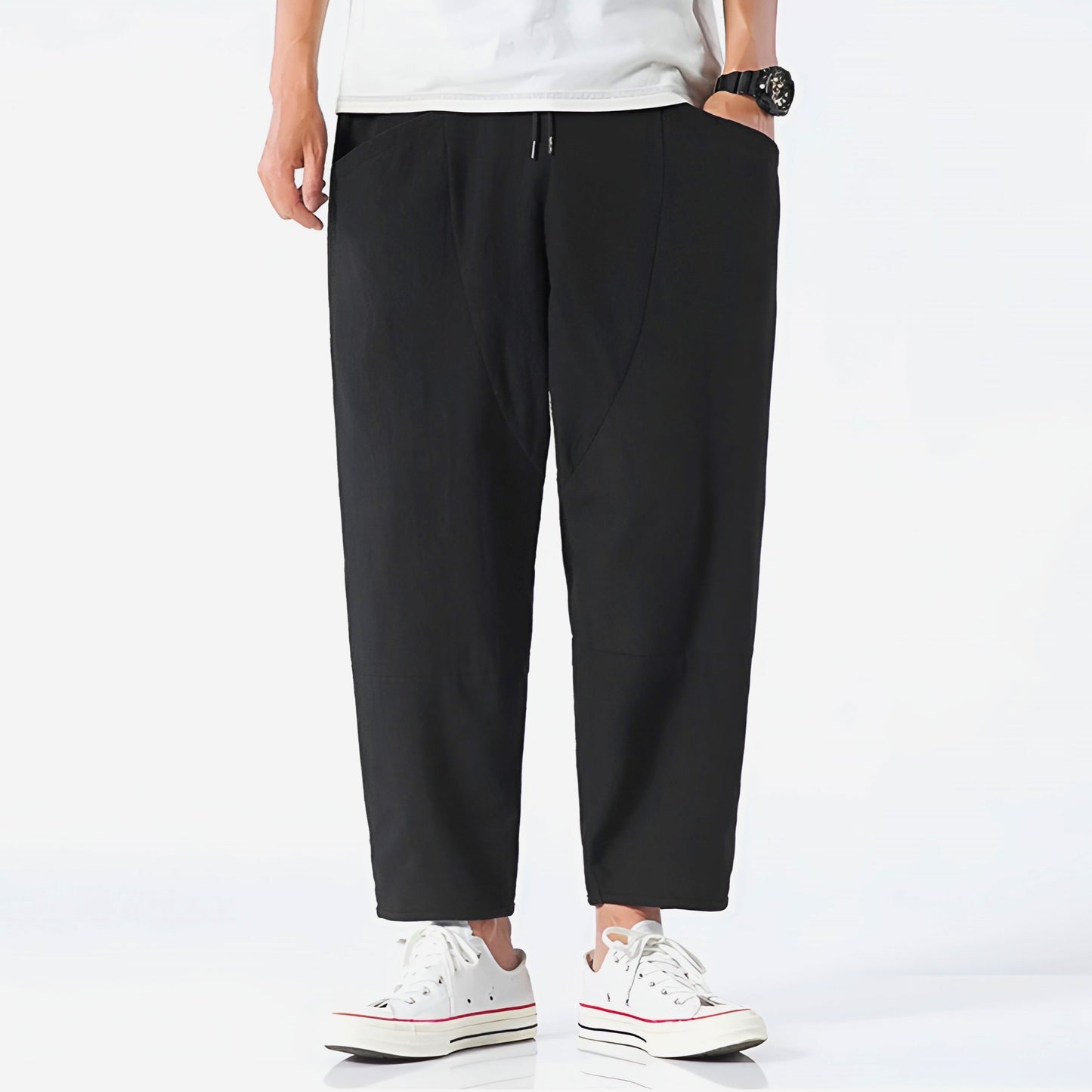 Houndstooth Cropped Drawstring Trousers for Men | Ardent