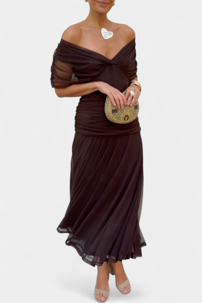 Earthy Elegant V Neck Maxi Dress For Women | Grace
