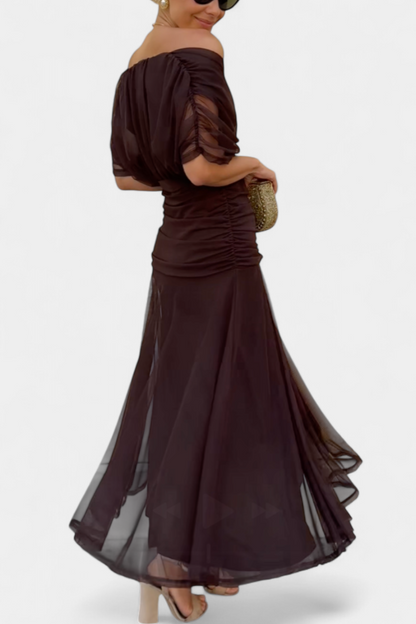 Earthy Elegant V Neck Maxi Dress For Women | Grace