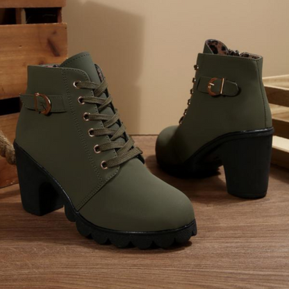 Riverside Lace Up Buckle Chunky Ankle Boots For Women | Elara