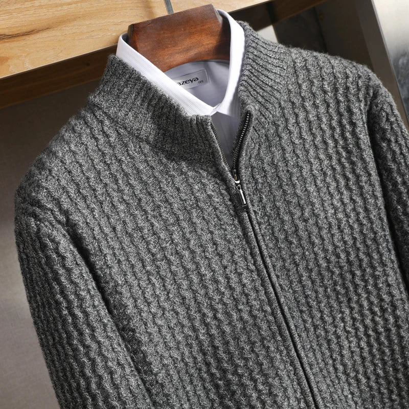 Sunrise Textured Zip Front Sweater For Men | Bennett