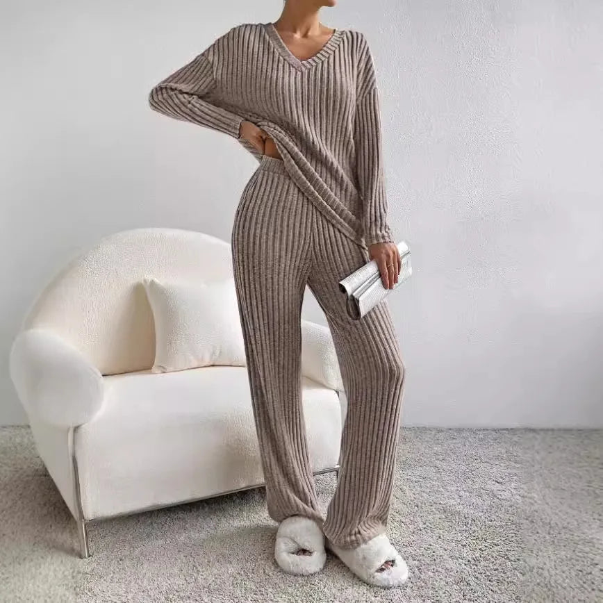 Relaxed Relaxed Ribbed Two Piece Lounge Set For Women | Mireva