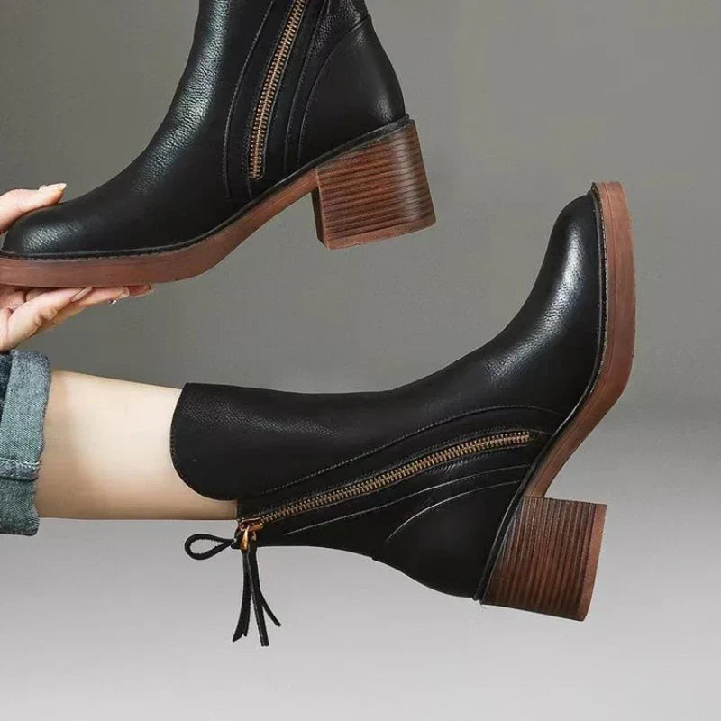 Herringbone Block Heel Ankle Boots for Women | Mirella