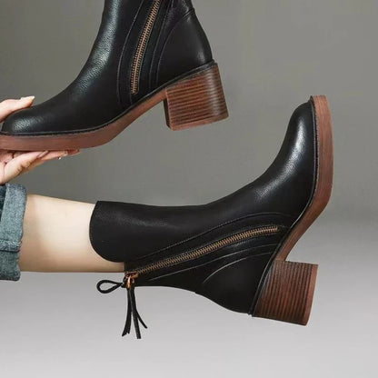 Herringbone Block Heel Ankle Boots for Women | Mirella