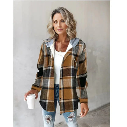 Real Plaid Hooded Coat for Women | Brielle
