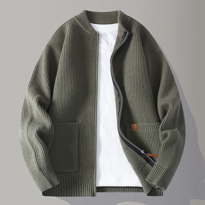 Inviting Textured Zip Front Jacket For Men | Alveron