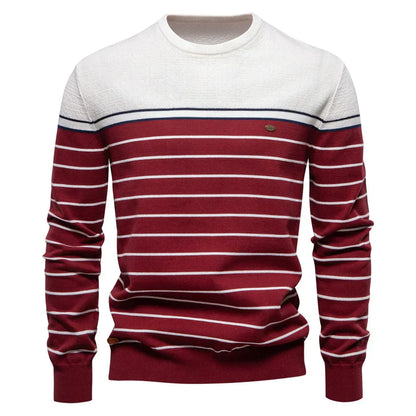 Adventurous Striped Crew Neck Sweater For Men | Almeric