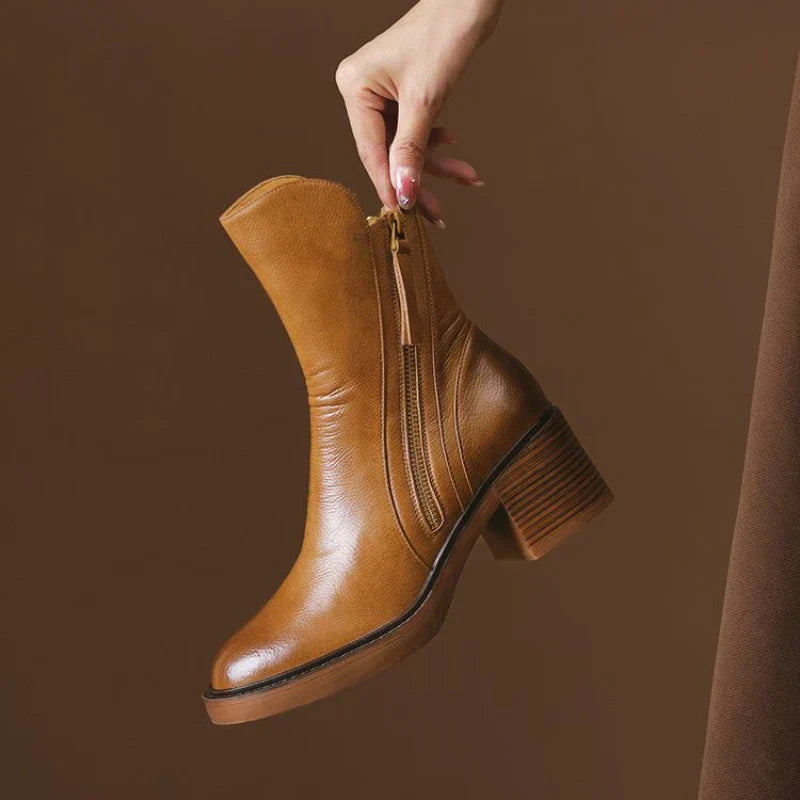 Herringbone Block Heel Ankle Boots for Women | Mirella