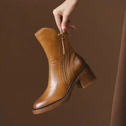 Herringbone Block Heel Ankle Boots for Women | Mirella