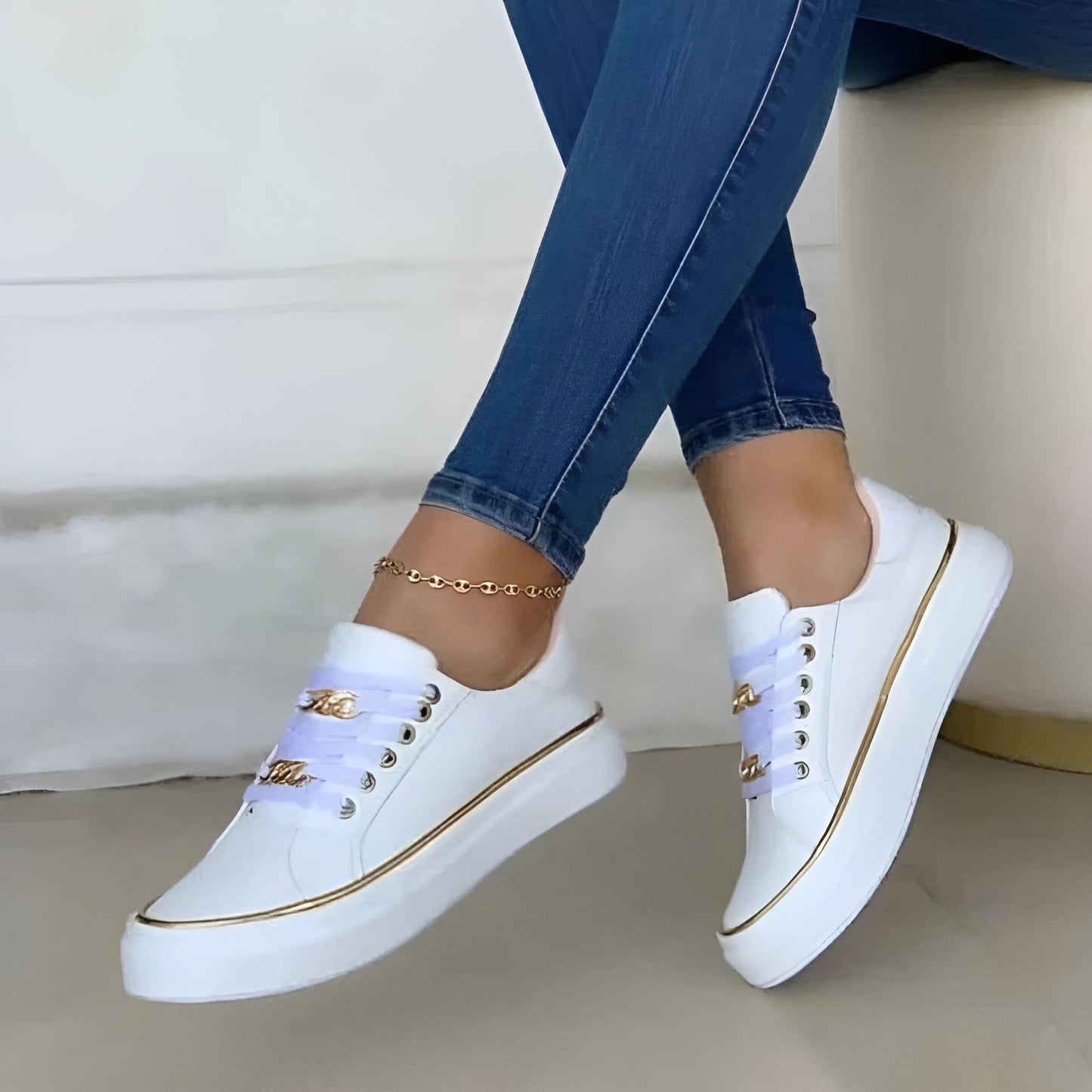 Lovely Chain Accent Comfort Sneakers For Women | Maureen