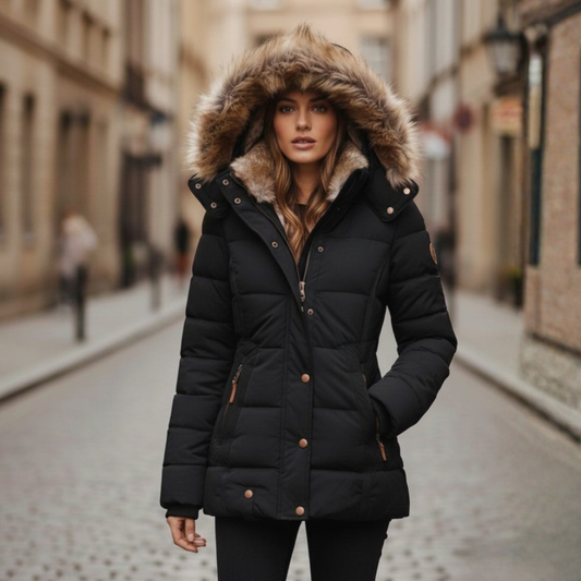 Refined Faux Fur Hooded Quilted Parka For Women | Caldrisa