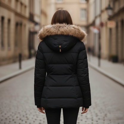 Refined Faux Fur Hooded Quilted Parka For Women | Caldrisa