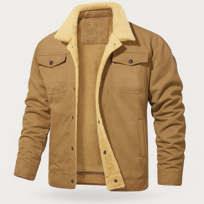 Elegant Sherpa Lined Button Front Jacket For Men | Dennis