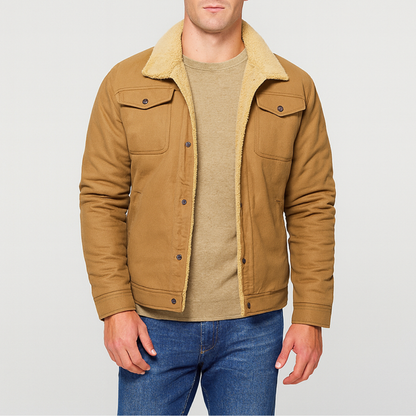 Elegant Sherpa Lined Button Front Jacket For Men | Dennis