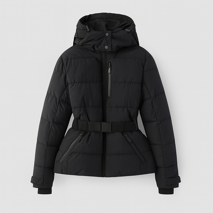 Premium Belted Hooded Quilted Puffer Jacket For Women | Nyrelle