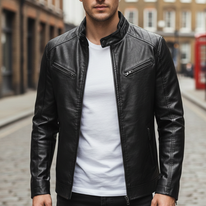 Signature Stand Collar Zip Front Jacket For Men | Kaelric