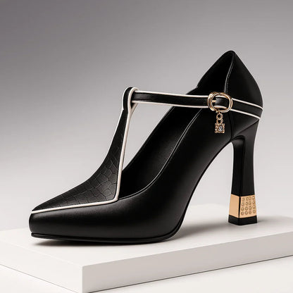 Sublime Pointed Toe T Strap Heels For Women | Vivienne