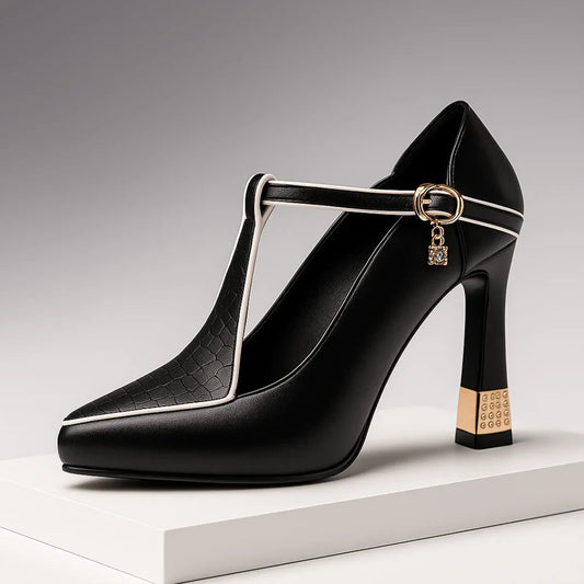 Sublime Pointed Toe T Strap Heels For Women | Vivienne