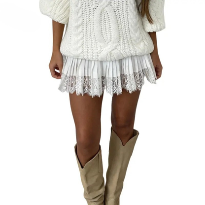 Glamorous Low Waist Lace Mini Skirt For Women | Elowira