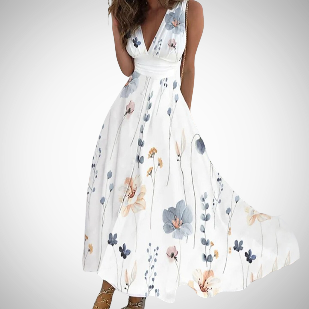 Retro Timeless Floral Long Dress For Women | Elarisse