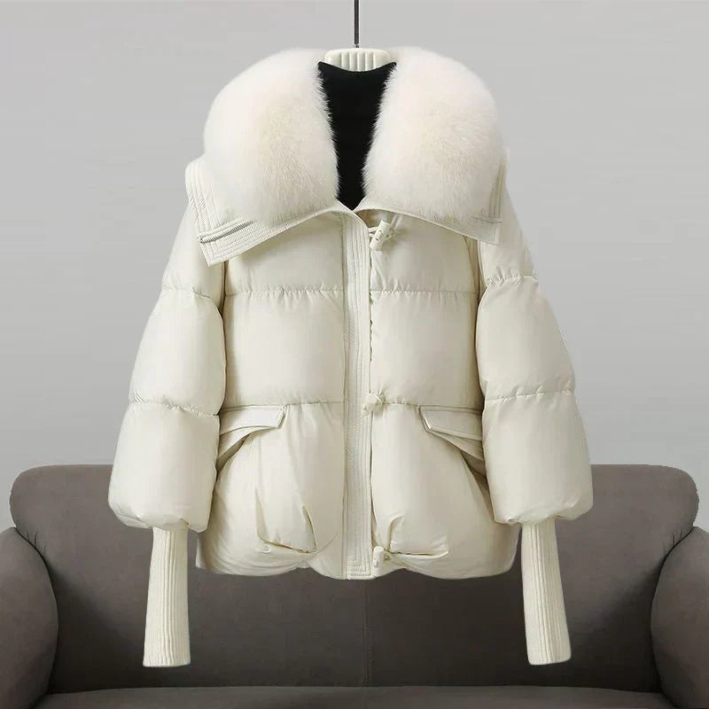 Warm Padded Jacket With Wide Collar For Women | Caldrisse