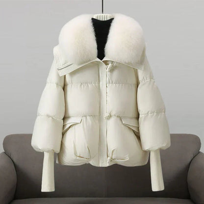 Warm Padded Jacket With Wide Collar For Women | Caldrisse