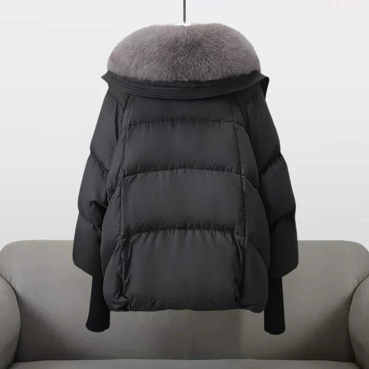 Warm Padded Jacket With Wide Collar For Women | Caldrisse