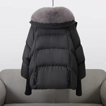 Warm Padded Jacket With Wide Collar For Women | Caldrisse