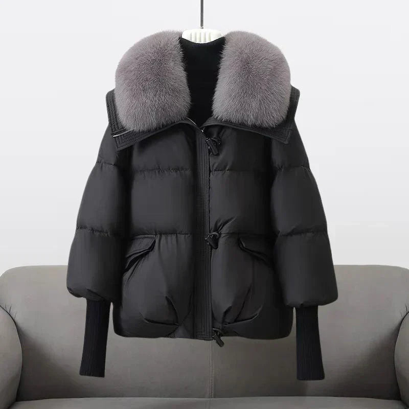 Warm Padded Jacket With Wide Collar For Women | Caldrisse