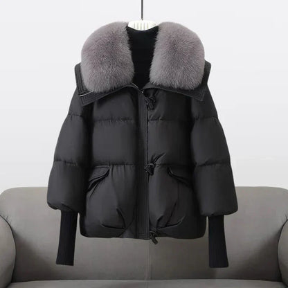 Warm Padded Jacket With Wide Collar For Women | Caldrisse