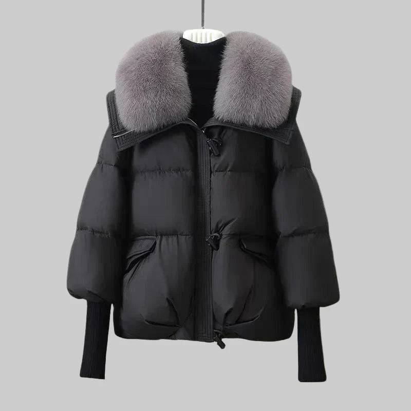 Warm Padded Jacket With Wide Collar For Women | Caldrisse