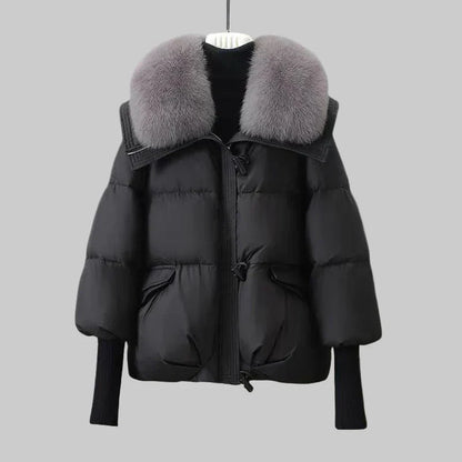 Warm Padded Jacket With Wide Collar For Women | Caldrisse