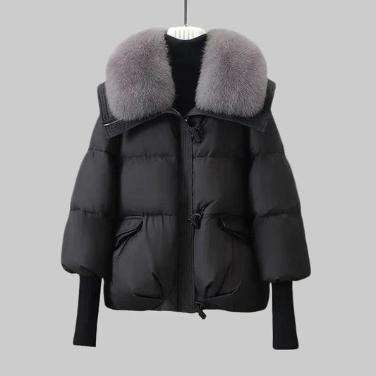 Warm Padded Jacket With Wide Collar For Women | Caldrisse