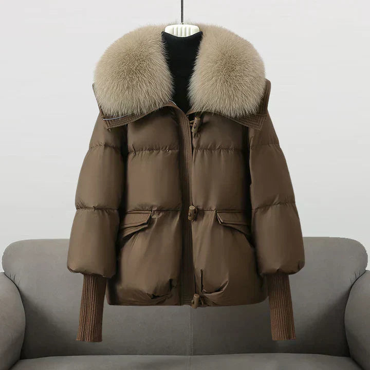 Warm Padded Jacket With Wide Collar For Women | Caldrisse