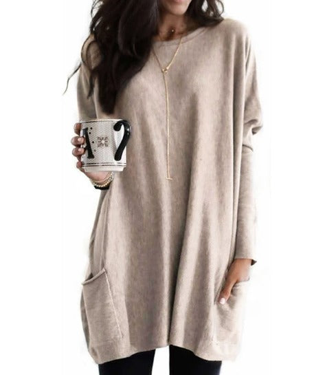Snug Relaxed Long Sleeve Pocket Tunic For Women | Mirelith