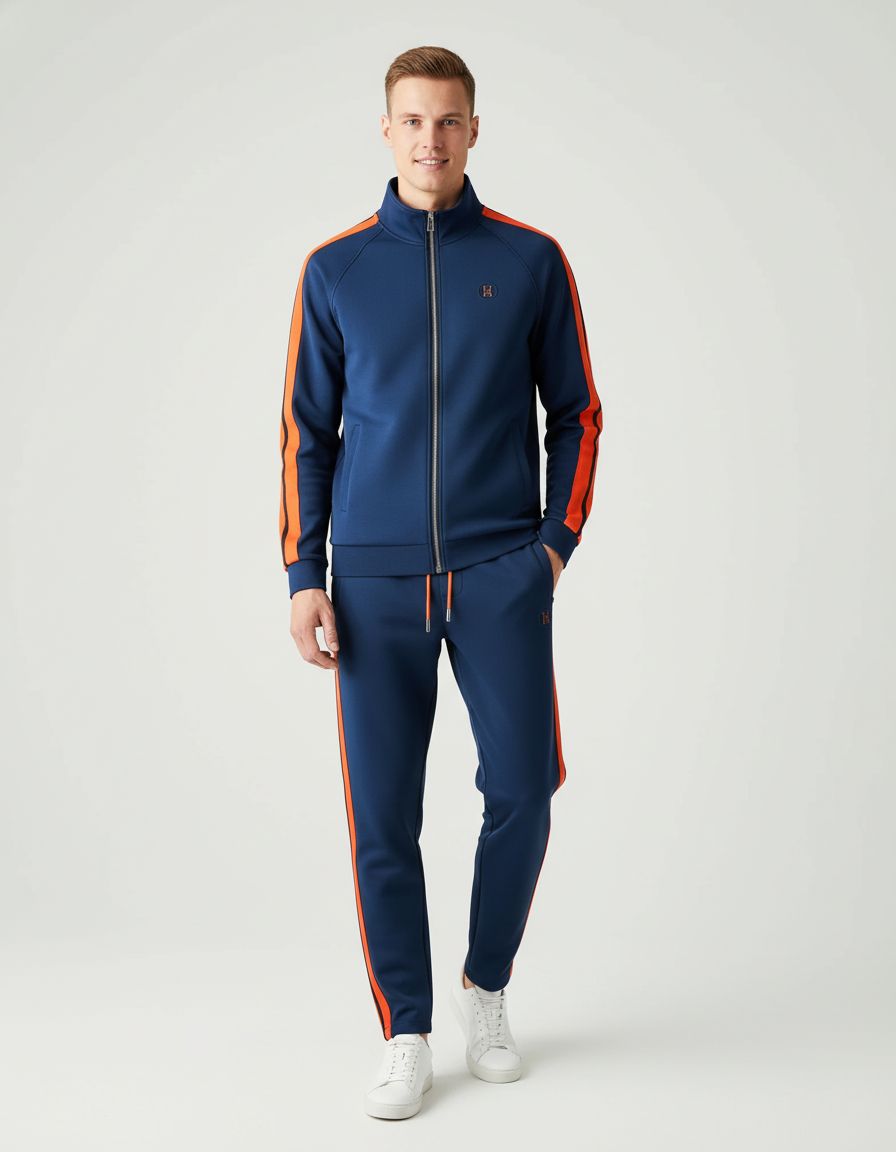 Satin Athletic Zip Up Tracksuit Set For Men | Marco