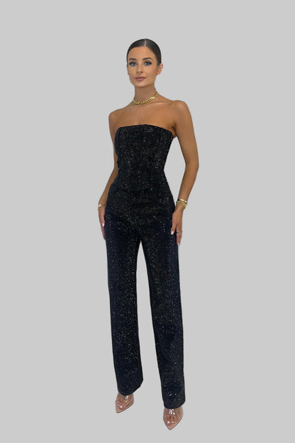 Pure Strapless Glitter Full Length Jumpsuit For Women | Arlisse