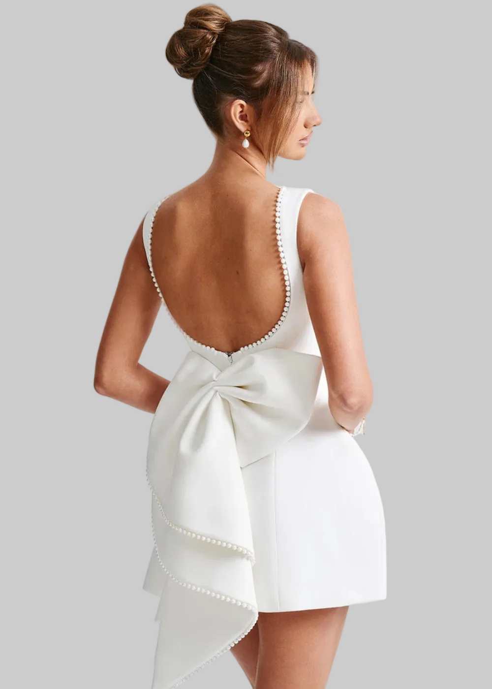 Distinguished Sleeveless Back Bow Mini Dress For Women | Ismara