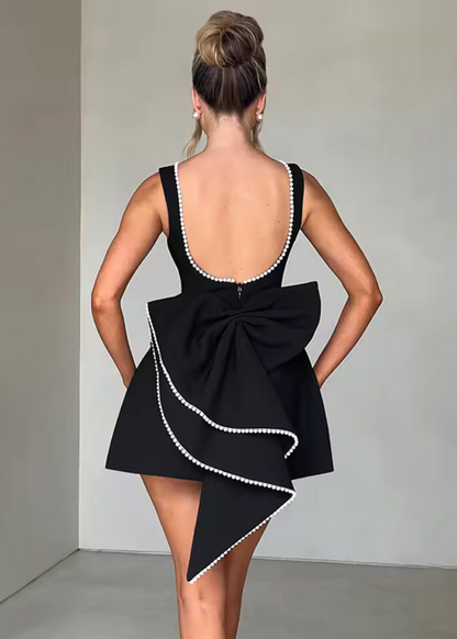 Distinguished Sleeveless Back Bow Mini Dress For Women | Ismara