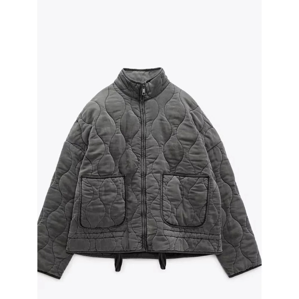 Noble Quilted Zip Front Jacket For Women | Mirelda