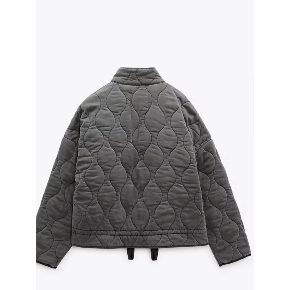 Noble Quilted Zip Front Jacket For Women | Mirelda